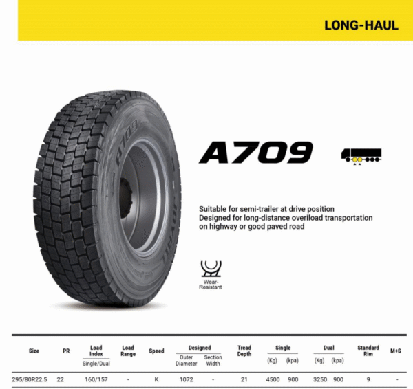 295/80R22.5-A709-PR22- JOYALL - Image 3