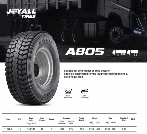 11R22.5-A805-PR16- JOYALL - Image 3