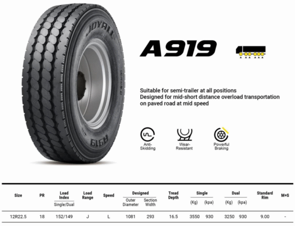 12R22.5-A919-PR18- JOYALL - Image 3